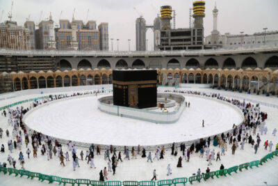 Muslim worshippers circumambulate the sacred Kaaba in Mecca's Grand Mosque, Islam's holiest site, on March 13, 2020. -  (Photo by - / AFP)